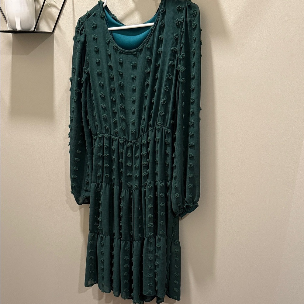 Chic Long-Sleeve Teal Dress